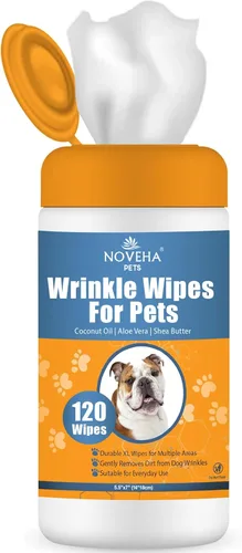 Vista 16 de NOVEHA 120 toallitas para mascotas formuladas XL para perros y gatos, seguras para pliegues faciales y de dedos, axilas, ingle, puntos calientes