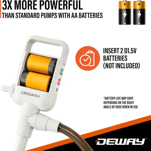 Vista 5 de Deway Bomba de batería de transferencia automática de combustible con parada automática y manguera de PVC, bomba de sifón de 2.5 GPM para gasolina