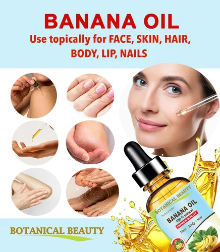 Vista 4 de Botanical Beauty Aceite de plátano 100% natural puro, virgen, sin refinar, aceite portador prensado en frío para cara, piel, cabello, labios, uñas
