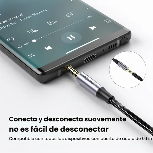 Vista 4 de MOSWAG Cable de extensión de 3.28 pies/1 metro de 3.5mm macho a hembra, cable de audio estéreo de nailon trenzado compatible con estéreos