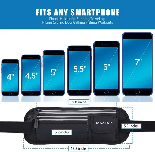 Vista 3 de Riñonera delgada para correr para mujeres y hombres, cintura reflectante para caminar, fitness, entrenamiento, ejercicio, resistente al agua