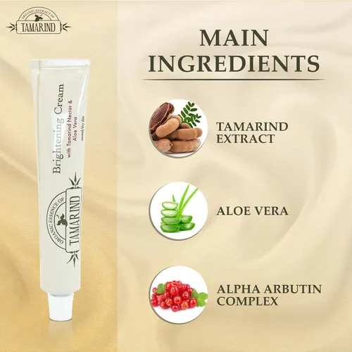 Vista 2 de Extracto orgánico de tamarindo, crema iluminadora de la piel, 1.7 fl oz / 1.7 fl oz, crema de manchas oscuras para manos, nudillos, cuerpo, cara