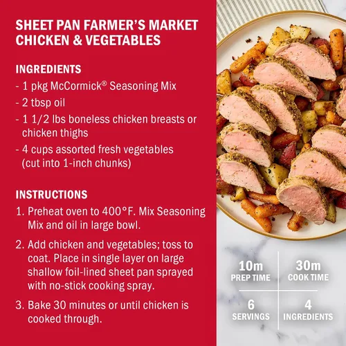 Vista 9 de McCormick Farmers Market - Mezcla de condimentos para pollo y verduras, 1.25 onzas