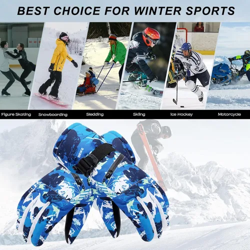 Vista 6 de Guantes de esquí para nieve, guantes de nieve para hombre, guantes de nieve impermeables para mujer, guantes de snowboard para exteriores