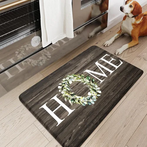 Vista 7 de KIMODE - Alfombra de cocina antifatiga para el piso, de 17.3 x 29 pulgadas, alfombra de cocina de estilo rústico, antideslizante, acolchada