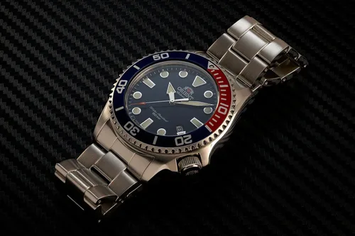 Vista 6 de Orient Triton Reloj automático para hombre con bisel Pepsi con esfera azul RA-AC0K03L10B, plateado, Buzo