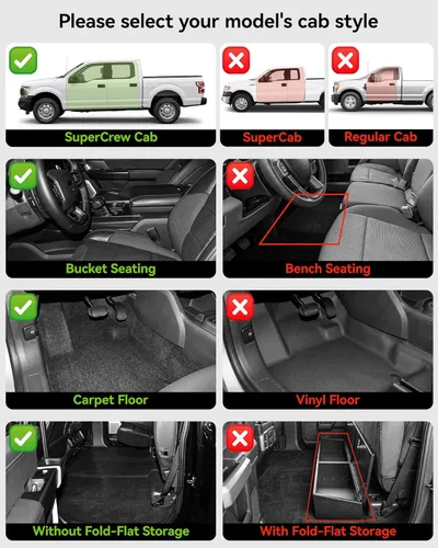 Vista 2 de 3W Alfombrillas para Ford F-150 2015-2025 y F150 Lightning SuperCrew 2022-2025 (sin almacenamiento plano plegable), TPE para todo tipo de clima