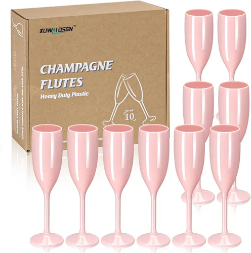 Vista 10 de XUWAIDSGN Copas de champán acrílicas, copas de champán para brindis de boda, copa de champán de plástico, reutilizable, irrompible, para despedida