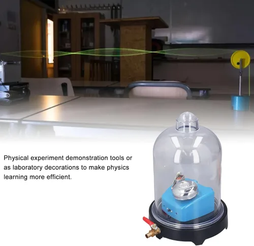 Vista 3 de Tarro de vacío con base, cámara de vacío, tarro de plástico de laboratorio Física de sonido Herramienta científica experimental para experimento