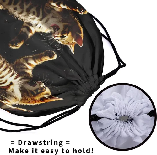 Vista 222 de Bolsa de agarre de gimnasia de piel de animal, bolsa de gimnasia con cordón ajustable, bolsa de cuerda para fauna silvestre, Mariposas Galaxy