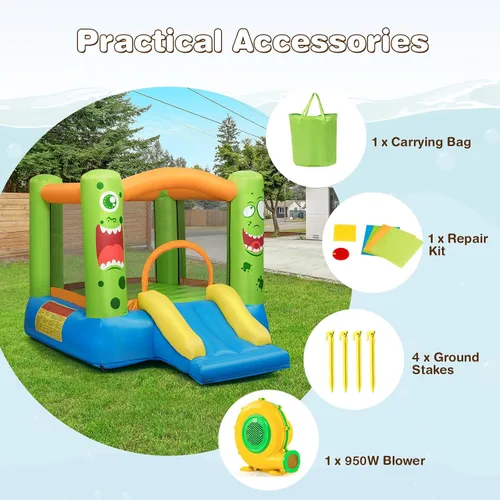 Vista 6 de BOUNTECH Casa Inflable de Rebote, Casa de Rebote para Niños Interior Exterior Fiesta con Área de Salto, Incluye Soplador, Bolsa de Transporte