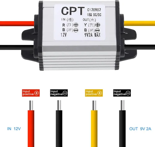 Vista 3 de 2 unids 12 V a 9 V convertidor reductor convertidor DC 12 V a 9 V 2A 18 W regulador de voltaje fuente de alimentación 9 V 12 V 24 V impermeable