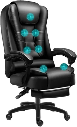 Vista 8 de Executive Leather Office Chair Big and Tall Reclining Swivel Desk Chair Adjustable Height with Footrest and Armrest(/Beige)