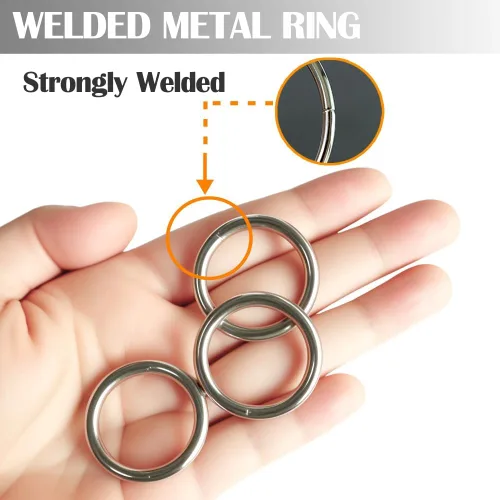 Vista 3 de Anillos de metal Ewparts para manualidades 1 pulgada 30 unidades Pequeñas Anillos de metal de acero inoxidable soldados Grosor de 4 mm Anillo O