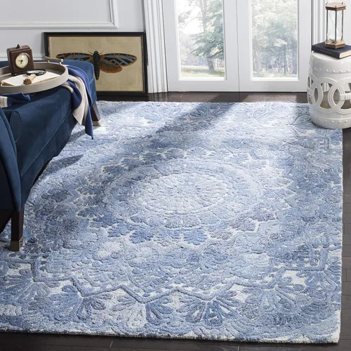 Vista 19 de SAFAVIEH Marquee Collection - Alfombra decorativa, 2 x 3 pies, beige y marfil, lana de medallón de mandala hecha a mano, ideal para zonas de alto