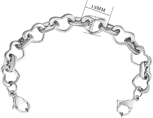 Vista 3 de LinnaLove Pulsera de alerta médica intercambiable de acero inoxidable con eslabones de corazón