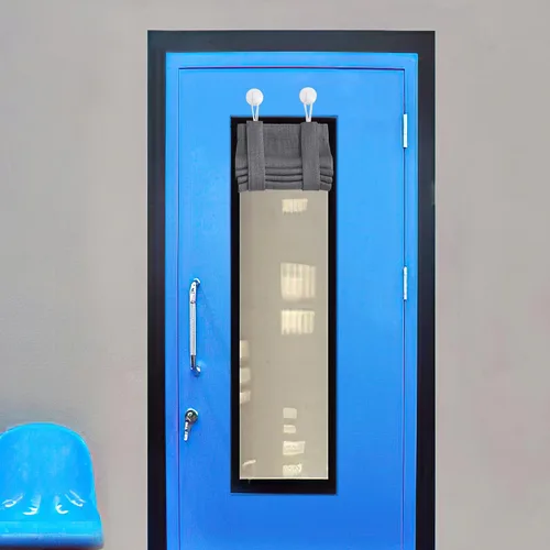 Vista 26 de NICETOWN Cortinas pequeñas para puerta francesa con ganchos autoadhesivos, cortinas opacas de lino sintético con aislamiento térmico para puertas