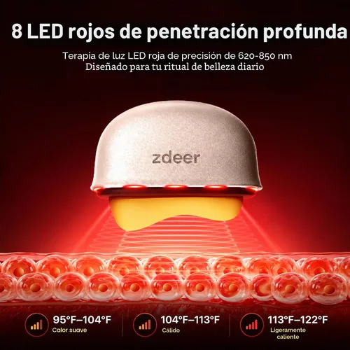 Vista 6 de ZDEER GS5 - Herramienta eléctrica calentada Gua Sha, masajeador facial de Rosa