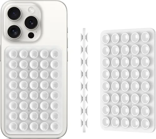 Vista 2 de Soporte de teléfono con succión de silicona de doble cara, accesorio de silicona para iPhone y Android, soporte para teléfono de ducha con espejo