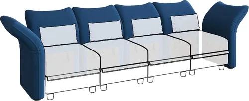 Vista 6 de LLappuil Par modular de sofá modular con respaldo y reposabrazos laterales para sofá modular convertible, sofá modular y reposabrazos lateral