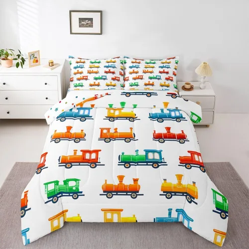 Vista 13 de Feelyou Juego de edredón de coche de carreras, tamaño individual, juego de ropa de cama de coche deportivo de velocidad para niños y niñas, edredón