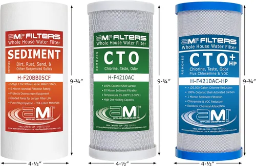 Vista 4 de Applied Membranes Inc. Reemplazo de cartucho de filtro de agua de 3 etapas para toda la casa, incluye cartuchos de filtro de sedimentos, carbono