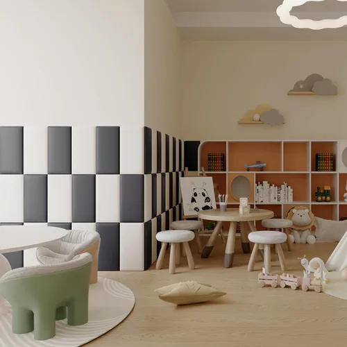 Vista 5 de YU LI 3DH 3D Almohadillas de pared anticolisión para niños, autoadhesivas, 4 piezas, paneles de cabecero en negro para pared, cabecero despegar