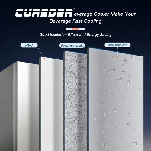 Vista 4 de Refrigerador para exteriores de 24 pulgadas, enfriador de cerveza de acero inoxidable integrado debajo de la encimera, refrigerador para interiores