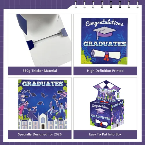 Vista 4 de Caja de dinero de graduación para regalo en efectivo, caja de regalo de clase de 2026, caja de dinero para fiesta de graduación, divertida sorpresa