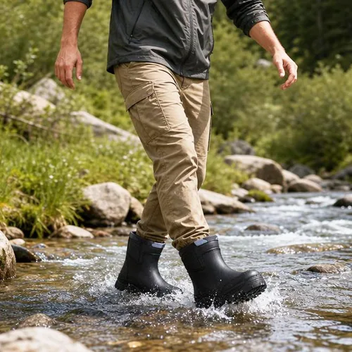 Vista 2 de Gets Botas de lluvia para hombre, impermeables, ligeras, de goma, para todo tipo de clima