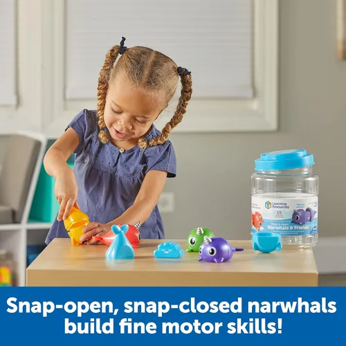 Vista 4 de Learning Resources Snap-n-Learn Narwhals & Friends, 15 piezas, a partir de 18 meses, juguetes para bebés pequeños, actividades de aprendizaje
