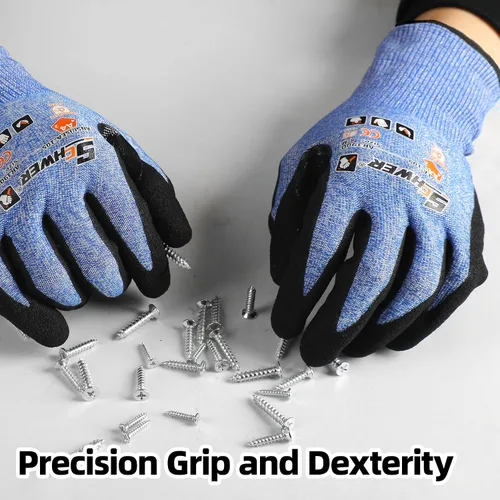 Vista 2 de Schwer A4 AIR-SKIN - Guantes de trabajo resistentes a los cortes con extremadamente ligeros y delgados, guantes de agarre para pesca, trabajo