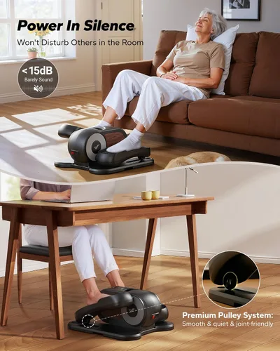 Vista 6 de MERACH Under Desk Elliptical Machine, Leg Exerciser While Sitting for Seniors with 12-Speeds & Remote Control, Quiet Portable Electric Seated Pedal