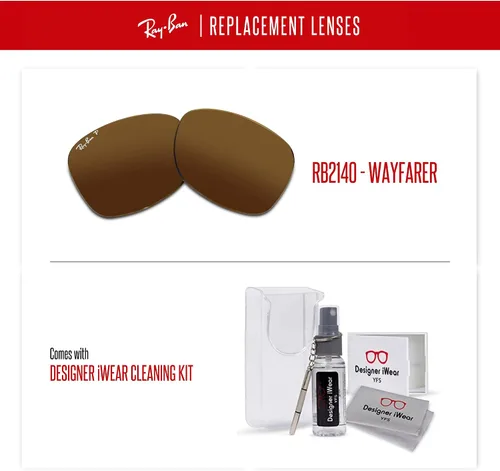 Vista 3 de Lentes de repuesto originales Wayfarer RB2140 para hombres y mujeres + paquete con kit de gafas de diseñador iWear