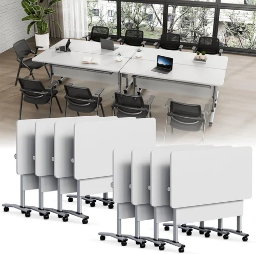 Vista 37 de Folding Conference Table with Wheels, Modular Foldable Conference Room Training Tables for Training Rooms, Flip Top Mobile Rolling Meeting Seminar