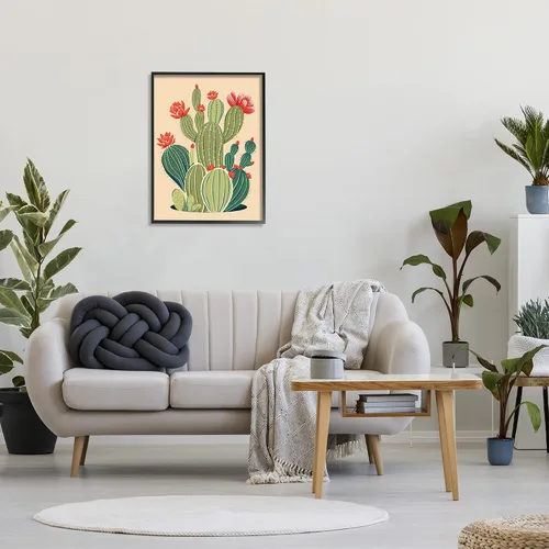 Vista 3 de Stupell Industries Arte giclée enmarcado con vegetación de cactus caprichoso, diseño de Ziwei Li Marco negro
