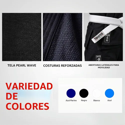 Vista 6 de Challenge 3.0 Premium Lightweight IBJJF BJJ Gi – Preshrunk Pearl Weave Jiu Jitsu Kimono with Free White Belt Negro