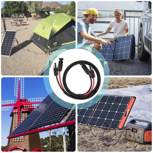 Vista 7 de Cable de extensión de panel solar de 3 pies y 10 AWG con conectores hembra y macho, cable solar para paneles solares, controladores de carga