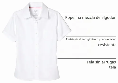 Vista 5 de French Toast - Blusa de manga corta para niña con bolsillo Blanco