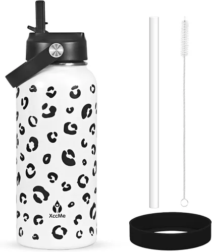 Vista 18 de Botella de agua aislada de 22 onzas, botellas de agua a prueba de fugas de acero inoxidable, taza térmica de viaje de boca ancha de doble pared