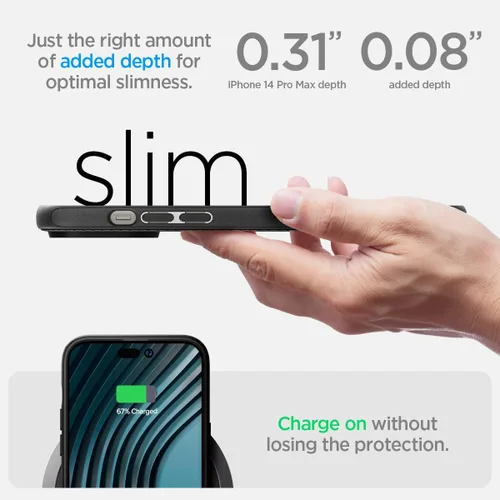 Vista 7 de Spigen Mag Armor MagFit - Funda diseñada para iPhone 14 Pro Max (2022) [protección de grado militar] compatible con MagSafe - negro mate