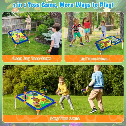 Vista 2 de Subao Juego de lanzamiento de bolsas de frijoles, juego de cornhole 3 en 1, juegos para exteriores, deportes y actividades al aire libre, juguetes