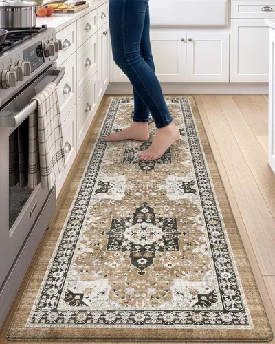 Vista 36 de DEXI Alfombrillas de cocina acolchadas antifatiga, 24 x 87 pulgadas, color Beige claro