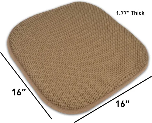 Vista 190 de Sweet Home Collection Cojines de espuma viscoelástica para silla, goma antideslizante y diseño de panal de abejas y esquinas redondeadas de 16 x 16