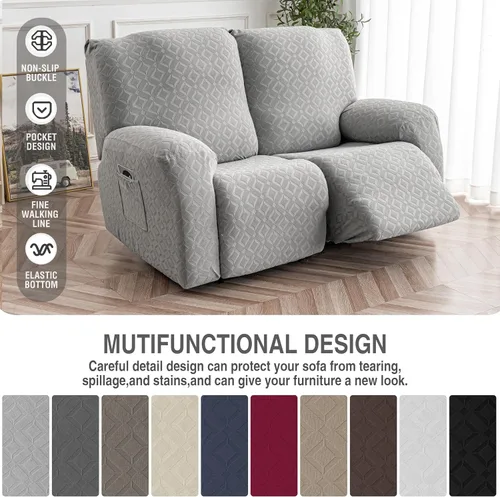 Vista 210 de Gennia Funda Impermeable para Silla Reclinable, Fundas Elásticas para Sofá Reclinable con Bolsillos, Fundas Lavables para Silla Reclinable Lazy Boy
