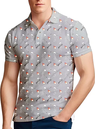 Vista 122 de Camisa de golf de los años 80 para hombre, ajuste seco, manga corta, estampada, divertidas, camisas de golf de los años 90 para hombre