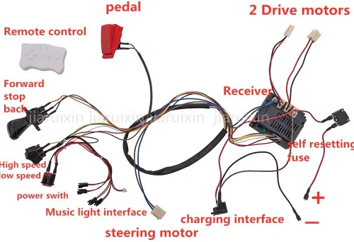 Vista 2 de weelye Juego completo de cables modificados para automóvil de 12 V, juego completo de cables de control remoto, caja de cambios con motores