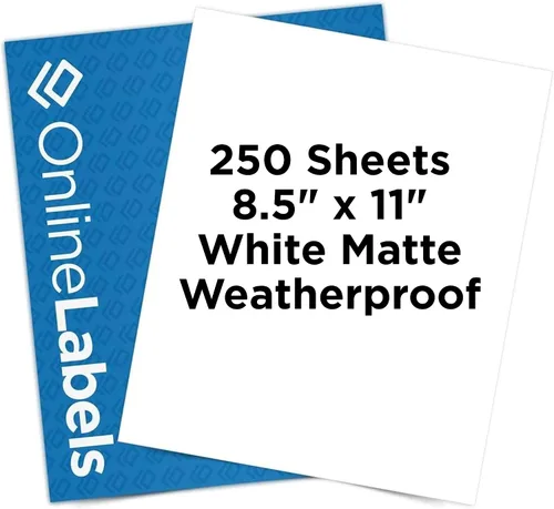 Vista 14 de OnlineLabels Papel Adhesivo Impermeable de Hoja Completa de 8.5" x 11" – Adhesivo Permanente, Vinilo Blanco Mate, Compatible con Cricut & Silhouette