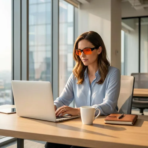 Vista 7 de Eyekepper Blue Light Reduction Fitover Glasses with Amber Lens Computer Glasses for Digital Screen,Wear Over Most Eyewear or Alone for