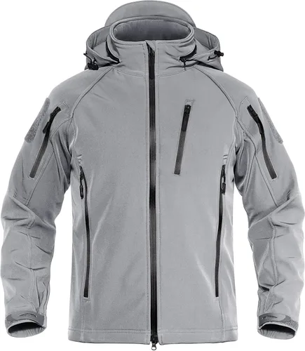 Vista 13 de TACVASEN Chaqueta con capucha Softshell Tactical impermeable con forro Negro